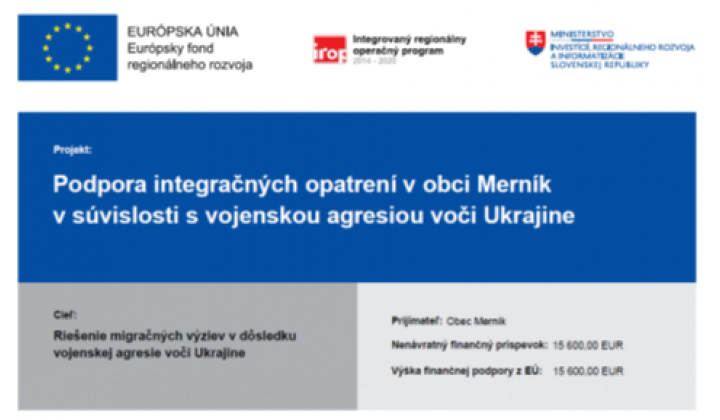 Fotka - Podpora intergačných opatrení v obci Merník v súvislosti s vojenskou agresiou voči Ukrajine