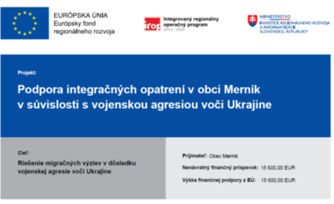 Fotka - Podpora intergačných opatrení v obci Merník v súvislosti s vojenskou agresiou voči Ukrajine