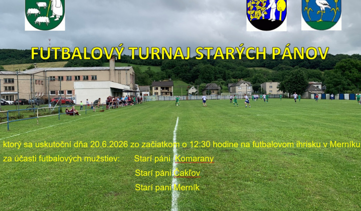 Fotka - Pozvánka na futbalový turnaj Merník - Komárany - Čaklov 2026