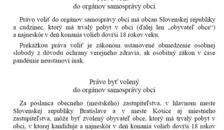 Fotka - Informácia o podmienkach práva voliť a práva byť volený 
