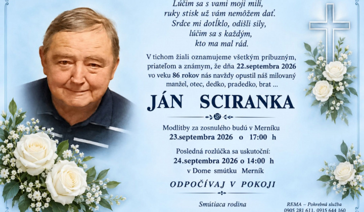 Fotka - Zomrel bývalý dlhoročný starosta obce Merník Ján Sciranka