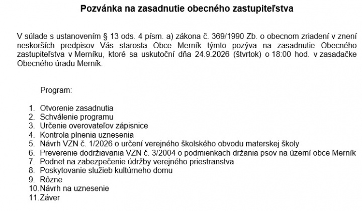 Fotka - Zasadnutie obecného zastupiteľstva